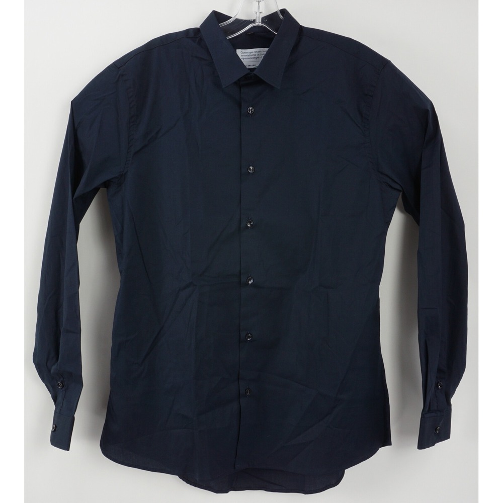 Neil Katter Men's XL Slim Long Sleeve Blue Cotton Jersey Spread Button Up Shirt